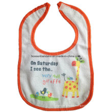 OEM Produce Customized Design Printed White Cotton Terry Baby Wear Bib